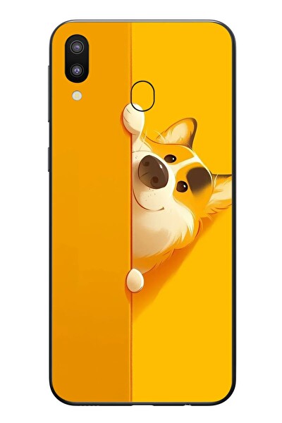 Le Balvo Samsung Galaxy M20 Uyumlu Sarı Köpek Baskılı Silikon Kılıf