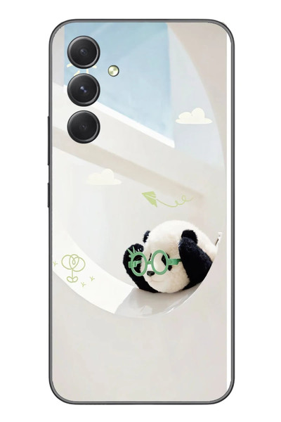 Le Balvo Samsung Galaxy A54 Uyumlu Gözlüklü Panda Baskılı Silikon Kılıf