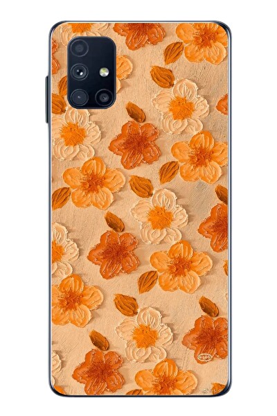Le Balvo Samsung Galaxy M51 Uyumlu Turuncu Papatyalar Baskılı Silikon Kılıf