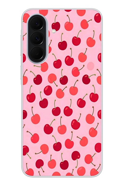 Le Balvo Samsung Galaxy A37 Uyumlu Pembe Kirazlar Baskılı Silikon Kılıf