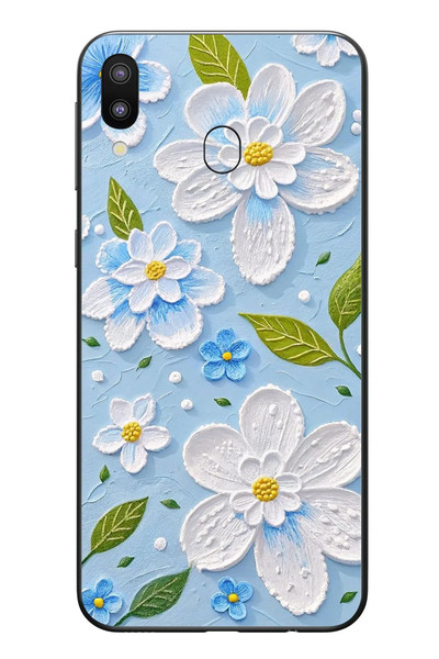Le Balvo Samsung Galaxy M31 Uyumlu Mavi Papatyalar Baskılı Silikon Kılıf