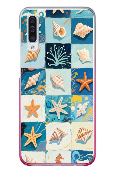 Le Balvo Samsung Galaxy A50 Uyumlu Deniz Kabukları Baskılı Silikon Kılıf