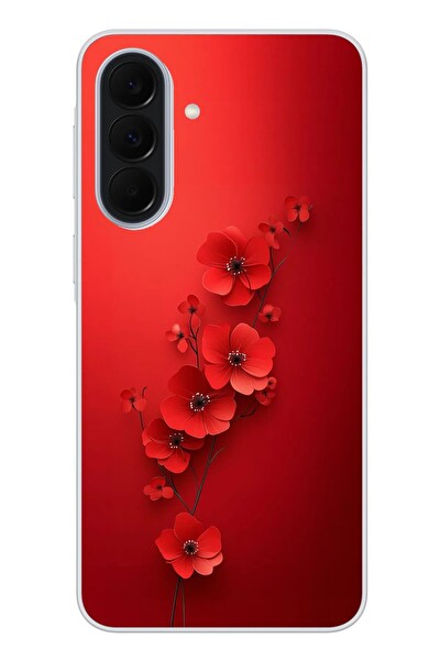 Le Balvo Samsung Galaxy A37 Uyumlu Kırmızı Kardelenler Baskılı Silikon Kılıf
