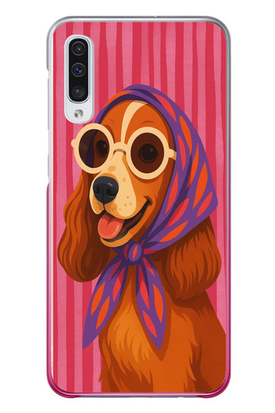 Le Balvo Samsung Galaxy A50 Uyumlu Gözlüklü Köpek Baskılı Silikon Kılıf
