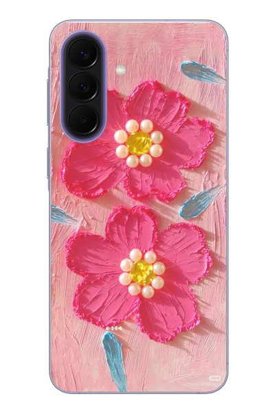 Le Balvo Samsung Galaxy A57 Uyumlu İnci Çiçekler Baskılı Silikon Kılıf