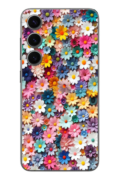 Le Balvo Samsung Galaxy S24 Uyumlu Pastel Çiçekler Baskılı Silikon Kılıf