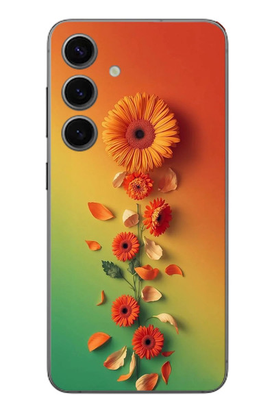 Le Balvo Samsung Galaxy S24 Uyumlu Ayçiçeği Bükleleri Baskılı Silikon Kılıf