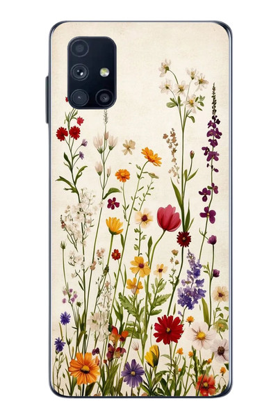 Le Balvo Samsung Galaxy M51 Uyumlu Zarif Çiçekler Baskılı Silikon Kılıf