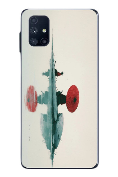 Le Balvo Samsung Galaxy M51 Uyumlu Japon Şemsiyesi Baskılı Silikon Kılıf
