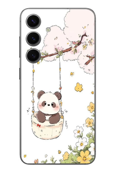 Le Balvo Samsung Galaxy S24 Uyumlu Sallanan Panda Baskılı Silikon Kılıf