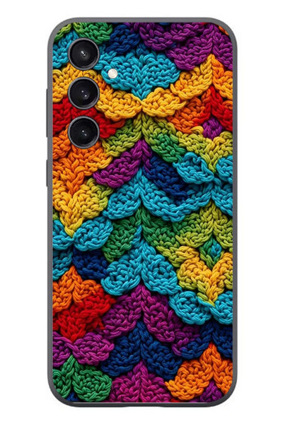 Le Balvo Samsung Galaxy S23 Uyumlu Renkli Örgüler Baskılı Silikon Kılıf