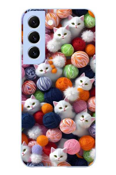 Le Balvo Samsung Galaxy S22 Uyumlu Renkli Kediler Baskılı Silikon Kılıf