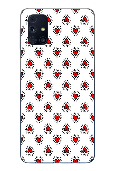 Le Balvo Samsung Galaxy M31s Uyumlu Kalp Çizgisi Baskılı Silikon Kılıf