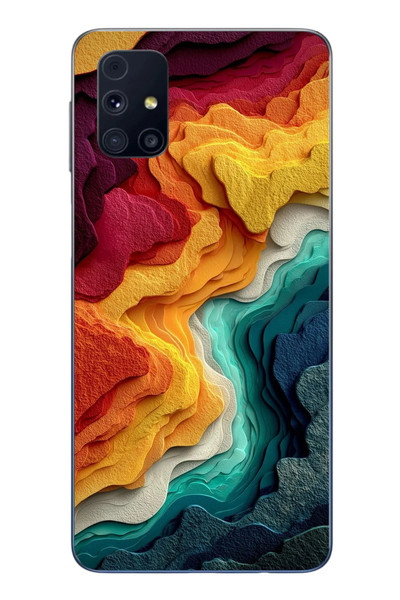 Le Balvo Samsung Galaxy M31s Uyumlu Renk Dalgaları Baskılı Silikon Kılıf
