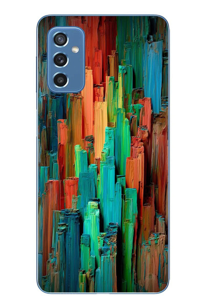 Le Balvo Samsung Galaxy M52 Uyumlu Dikey Renkler Baskılı Silikon Kılıf