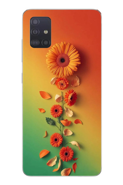Le Balvo Samsung Galaxy A51 Uyumlu Ayçiçeği Bükleleri Baskılı Silikon Kılıf