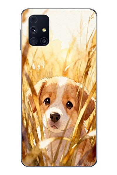 Le Balvo Samsung Galaxy M31s Uyumlu Golden Köpek Baskılı Silikon Kılıf