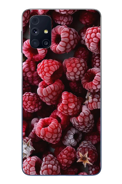 Le Balvo Samsung Galaxy M31s Uyumlu Ahududu Frambuaz Baskılı Silikon Kılıf