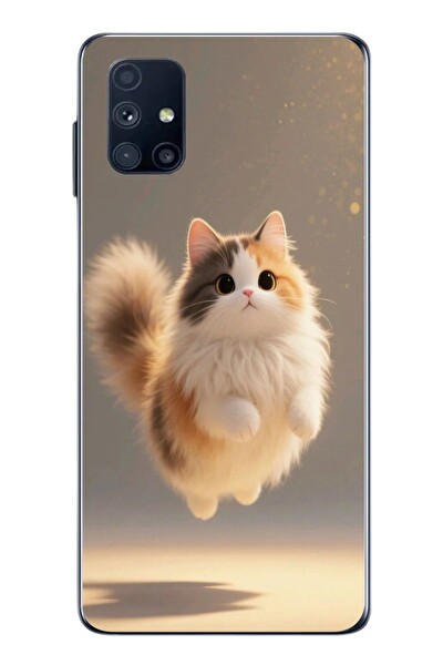 Le Balvo Samsung Galaxy M51 Uyumlu Zıplayan Kedi Baskılı Silikon Kılıf