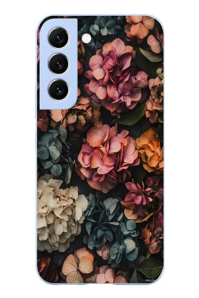 Le Balvo Samsung Galaxy S22 Uyumlu Koyu Çiçekler Baskılı Silikon Kılıf