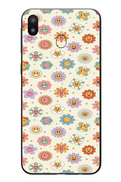 Le Balvo Samsung Galaxy M20 Uyumlu Gülen Çiçekler Baskılı Silikon Kılıf