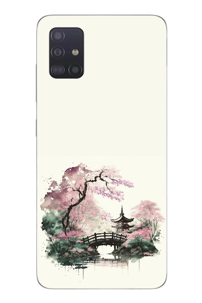 Le Balvo Samsung Galaxy A51 Uyumlu Japon Bahçesi Baskılı Silikon Kılıf