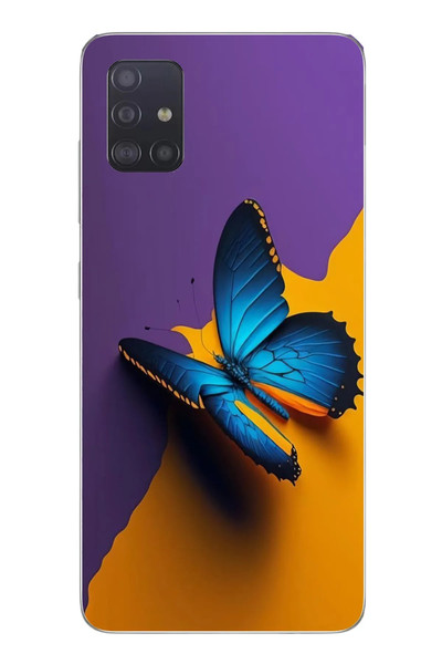 Le Balvo Samsung Galaxy A51 Uyumlu Mavi Kelebek Baskılı Silikon Kılıf