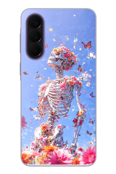 Le Balvo Samsung Galaxy A57 Uyumlu İskelet Çiçekleri Baskılı Silikon Kılıf