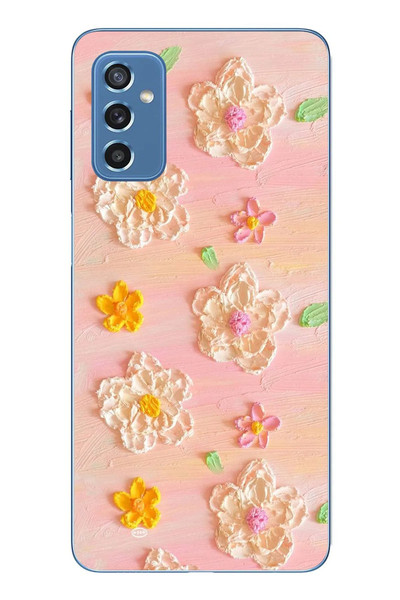 Le Balvo Samsung Galaxy M52 Uyumlu Pastel Papatya Baskılı Silikon Kılıf