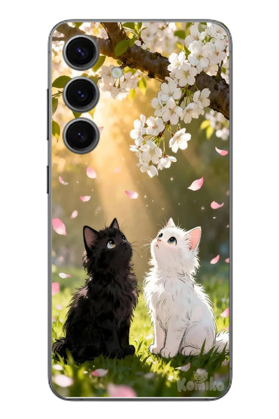 Le Balvo Samsung Galaxy S24 Uyumlu İlkbahar Kedileri Baskılı Silikon Kılıf