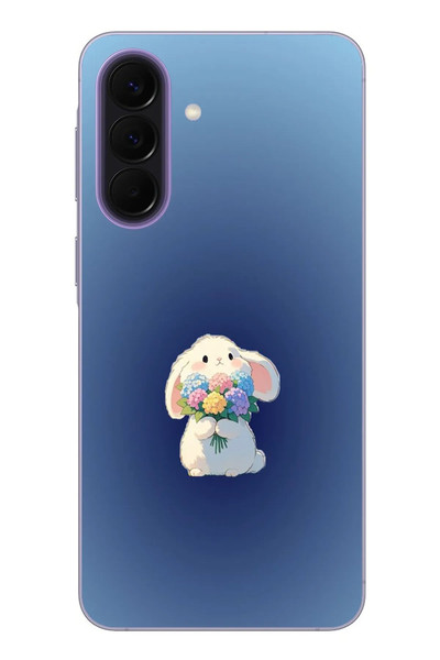 Le Balvo Samsung Galaxy A57 Uyumlu Çiçekli Tavşan Baskılı Silikon Kılıf