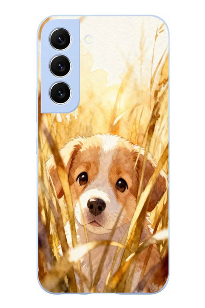 Le Balvo Samsung Galaxy S22 Uyumlu Golden Köpek Baskılı Silikon Kılıf