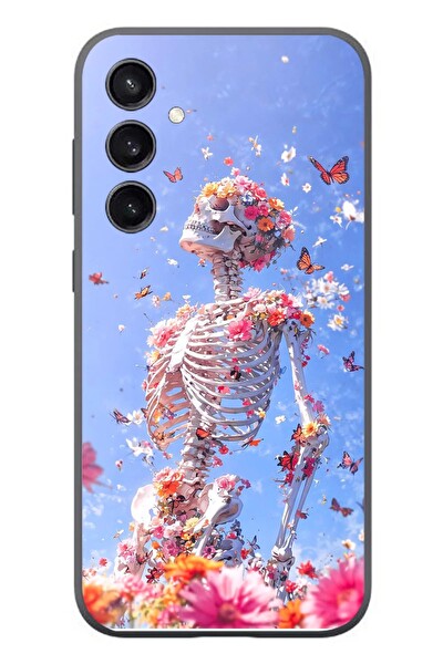Le Balvo Samsung Galaxy S23 Uyumlu İskelet Çiçekleri Baskılı Silikon Kılıf