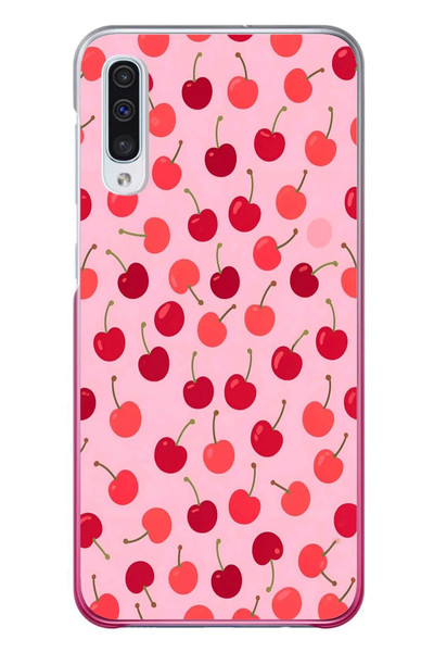 Le Balvo Samsung Galaxy A50 Uyumlu Pembe Kirazlar Baskılı Silikon Kılıf