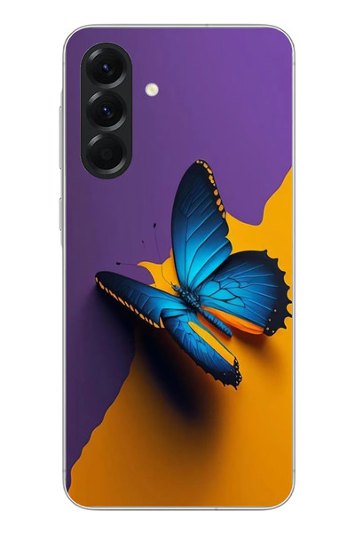 Le Balvo Samsung Galaxy A56 Uyumlu Mavi Kelebek Baskılı Silikon Kılıf