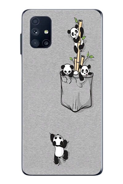 Le Balvo Samsung Galaxy M51 Uyumlu Cepli Panda Baskılı Silikon Kılıf