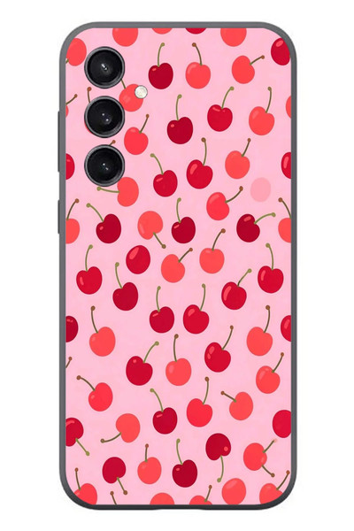 Le Balvo Samsung Galaxy S23 Uyumlu Pembe Kirazlar Baskılı Silikon Kılıf