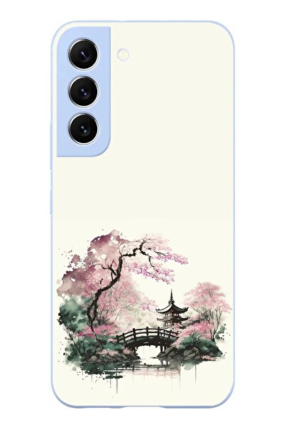 Le Balvo Samsung Galaxy S22 Uyumlu Japon Bahçesi Baskılı Silikon Kılıf