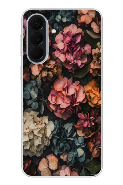 Le Balvo Samsung Galaxy A37 Uyumlu Koyu Çiçekler Baskılı Silikon Kılıf