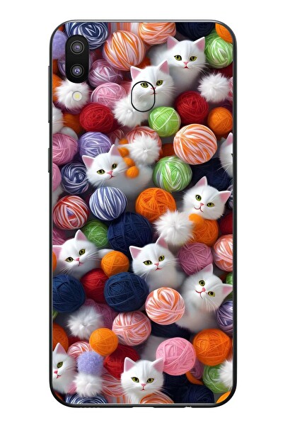 Le Balvo Samsung Galaxy M20 Uyumlu Renkli Kediler Baskılı Silikon Kılıf