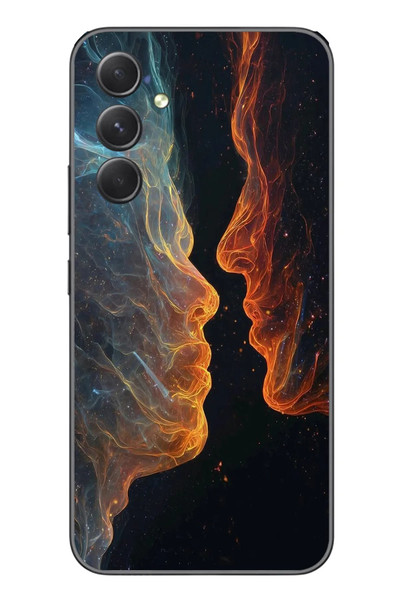 Le Balvo Samsung Galaxy A54 Uyumlu Kavuşan Çizgiler Baskılı Silikon Kılıf
