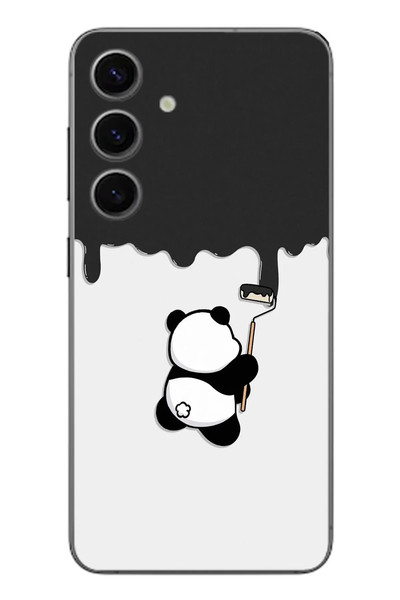 Le Balvo Samsung Galaxy S24 Uyumlu Boyacı Panda Baskılı Silikon Kılıf