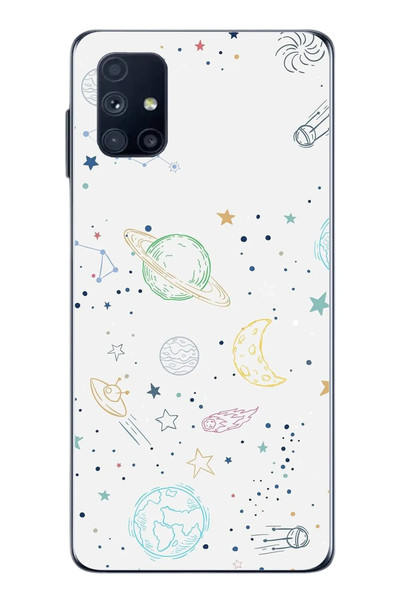 Le Balvo Samsung Galaxy M51 Uyumlu Uzay Yolculuğu Baskılı Silikon Kılıf