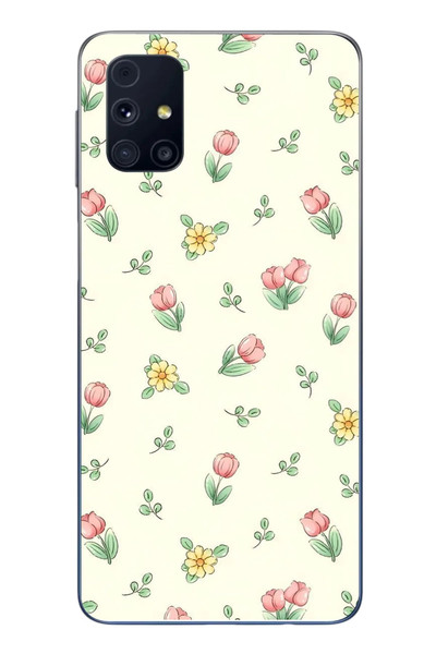 Le Balvo Samsung Galaxy M31s Uyumlu Lale Çiçekleri Baskılı Silikon Kılıf