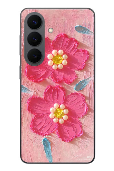 Le Balvo Samsung Galaxy S26 Uyumlu İnci Çiçekler Baskılı Silikon Kılıf