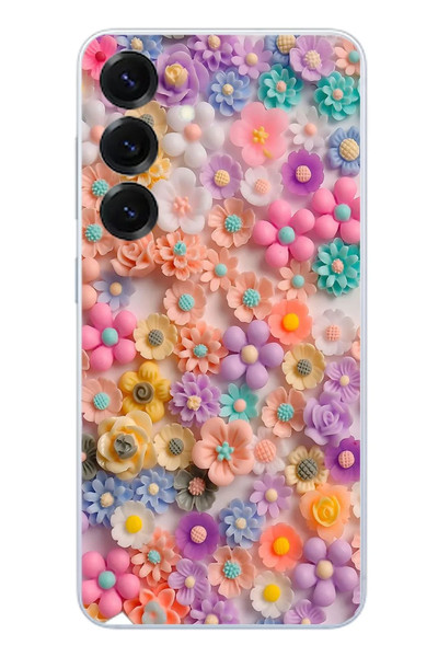 Le Balvo Samsung Galaxy S25 Uyumlu Çiçek Bükleleri Baskılı Silikon Kılıf