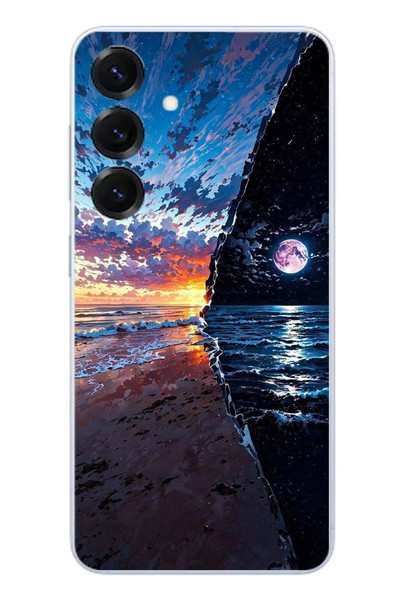Le Balvo Samsung Galaxy S25 Uyumlu Deniz Günbatımı Baskılı Silikon Kılıf