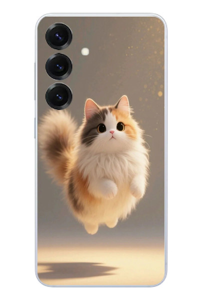 Le Balvo Samsung Galaxy S25 Uyumlu Zıplayan Kedi Baskılı Silikon Kılıf