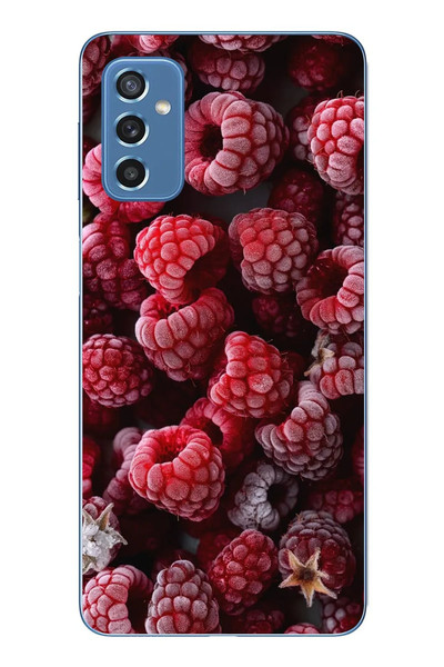 Le Balvo Samsung Galaxy M52 Uyumlu Ahududu Frambuaz Baskılı Silikon Kılıf