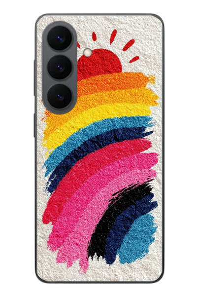 Le Balvo Samsung Galaxy S26 Uyumlu Güneşli Gökkuşağı Baskılı Silikon Kılıf